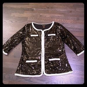 LIKE NEW Iman Black and White Sequin Jacket